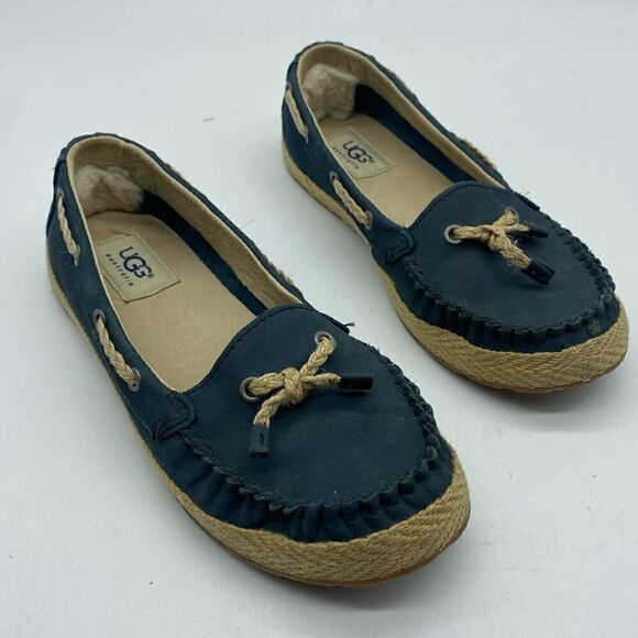 UGG WOMENS  CHIVON NUBUCK LOAFER blue rope - Picture 1 of 8